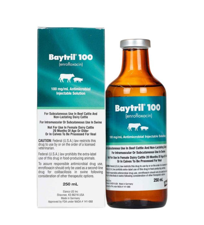Baytril 100 Antimicrobial for Cattle and Swine – Midwest Veterinary Service