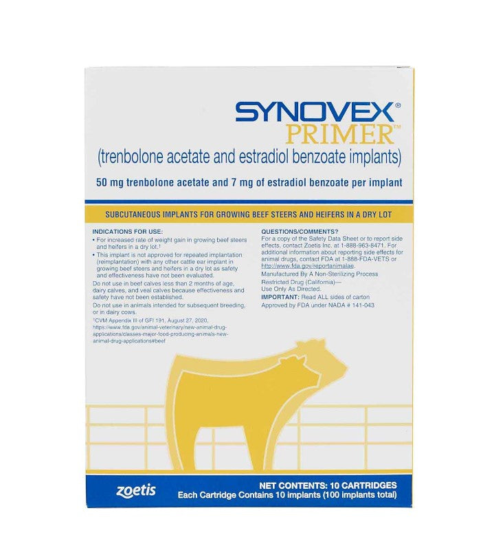 Synovex Primer Beef Cattle Implant